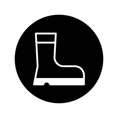 Lastik çizme silueti içeren minimalist bir simge, temiz bir tek renkli tasarımla sunulan güvenlik, koruma veya açık hava aktivitelerini sembolize etmek için idealdir.