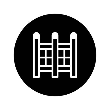 Bu görüntüde klasik batı grafikli bir salon kapısı simgesi var. Siyah-beyaz basit ama güçlü bir sembol.