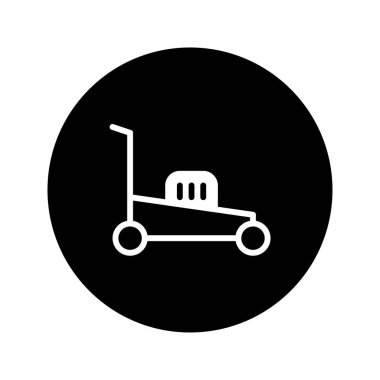 Bu minimalist siyah-beyaz simgesi bir çim biçme makinesini temsil ediyor, bahçeyle ilgili projeler için mükemmel, bakım ve basitlik tasvir eden.