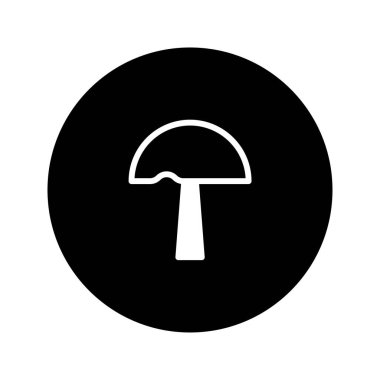 Siyah bir daire içinde minimalist bir mantar ikonu, grafik tasarım projeleri için mükemmel. Bu basit ve zarif sembol doğanın özünü yansıtıyor..