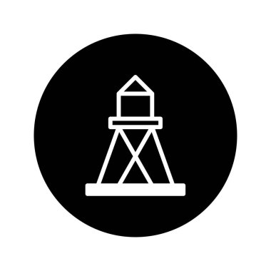 Bir su kulesi simgesinin minimalist vektör çizimi. Bu basit tasarım çeşitli mimari ve endüstriyel projeler için mükemmeldir..