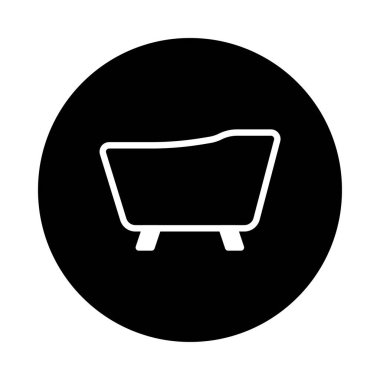 Küvetin minimalist siyah beyaz simgesi, rahatlamayı, hijyeni ve spa ortamını sembolize ediyor. Banyo içi, temiz ve bakımla ilgili grafik tasarımı için ideal.