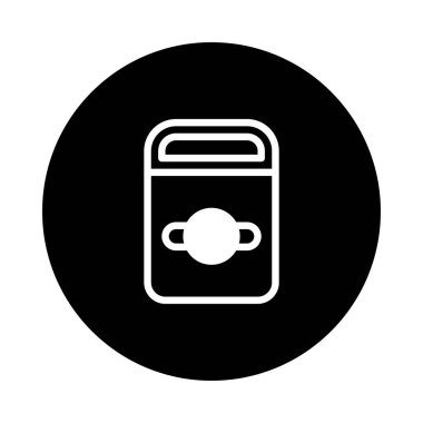 Kahve çekirdeği torbasının temiz ve sade siyah ve beyaz bir simgesi, markalaşma veya web tasarımı için ideal.