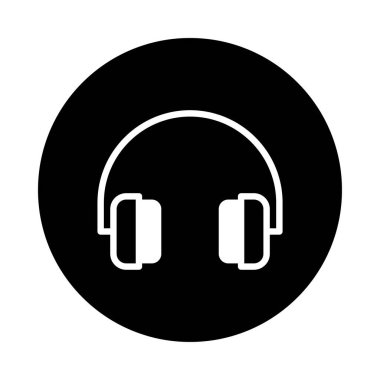 Beyaz kulaklıkları siyah bir fonda gösteren temiz ve modern bir vektör görüntüsü. Müzik, ses veya teknolojiyi temsil etmek için ideal.