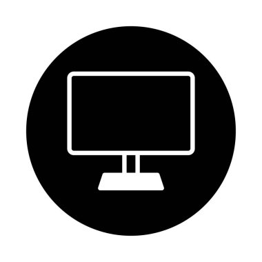 Bir bilgisayar ekranının minimalist siyah-beyaz çizimi, teknoloji, web tasarımı ve modern iletişim kavramları için ideal.