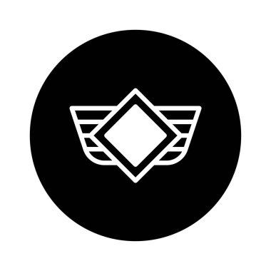 Geometrik şekilli basit ve zarif bir amblem tasarımı. Kalın dairesel çerçeveli minimalist bir estetik..