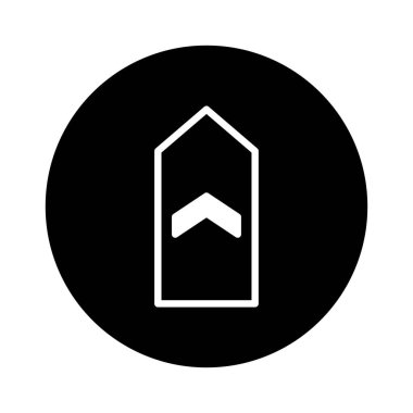 Bu minimalist simge siyah bir çember içinde beyaz bir sembol, yön, ilerleme ve çeşitli uygulamalar için modern tasarım konseptini temsil eder..