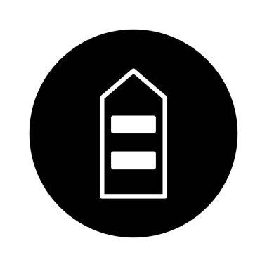 Katı siyah bir çemberin içinde merkezlenmiş beyaz çizgili bir şekil içeren minimalist bir vektör grafiği. Tasarım temiz, basit ve logolar veya simgeler gibi çeşitli uygulamalar için uygundur..