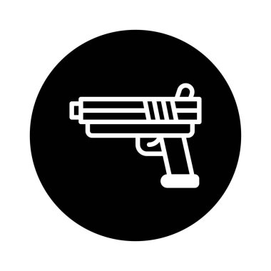 Bir tabancanın biçimlendirilmiş vektör çizimi, suçla veya güvenlikle ilgili durumlarda kullanılmaya uygundur. Siyah ve beyaz tasarım modern bir dokunuş ekliyor..