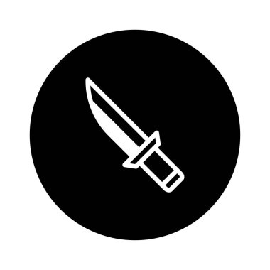 Siyah bir dairenin içindeki bir bıçağın minimalist simgesi. Çeşitli tasarımlar için uygun sembolik tasarım. Bıçak basit ve zarif bir tasvir edilmiş..