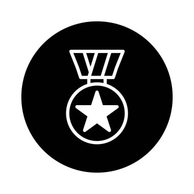 Yıldızlı bir vektör madalya ikonu, başarıyı, tanınmayı ve başarıyı simgeliyor. Ödüllerle, yarışmalarla ya da herhangi bir başarıyla ilgili tasarımlar için ideal..