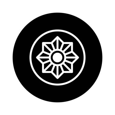 Dairenin içinde basit bir geometrik güneş patlaması tasarımı, zarif ve modern bir görsel yaratıyor. Bu soyut illüstrasyon sanatsal güzellikle minimalist bir dokunuş sağlıyor.