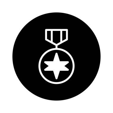 İkonda merkezinde bir yıldız bulunan basit bir madalya grafiği yer alıyor. Başarı, ödül ya da tasarım alanında mükemmelliği temsil etmek için ideal..