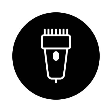 Elektrikli traş makinesi tasvir eden, tımar ve kişisel bakımı temsil eden minimalist bir ikon. Temiz çizgiler ve basit tasarım onu çeşitli uygulamalar için çok yönlü hale getirir..
