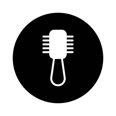 Siyah bir arka plan üzerinde beyaz bir saç fırçası siluetinin basit vektör grafiği, kişisel bakım veya güzellikle ilgili tasarım projeleri için harika.