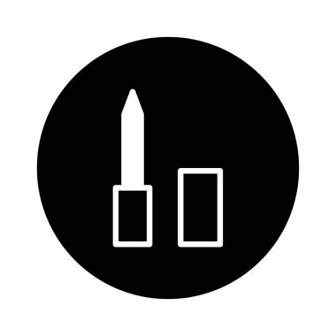 Açık rujun minimalist vektör çizimi. Güzelliğin ve makyajın özünü basit ama zarif bir tasarımla yakalıyor..