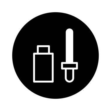 Güzellik ürünlerinin minimalist bir temsili: bir damlatıcı ve bir şişe. Cilt bakımı, kozmetik, sağlık ve kişisel bakım projeleri için mükemmel..