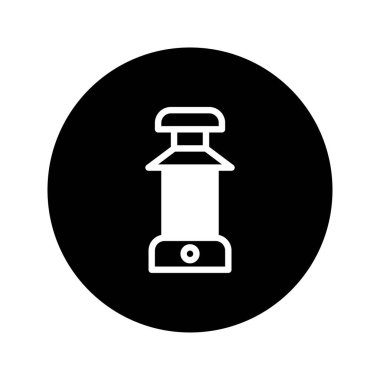 Bu resim, çeşitli uygulamalar için uygun temiz ve zarif bir tasarım sergileyen siyah bir daire merkezli beyaz fener simgesini içerir..