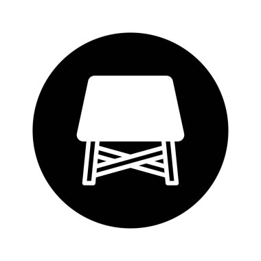 Katlanan bir tabureye minimalist bir illüstrasyon. Kamp, açık hava aktiviteleri ya da seyahat projeleri için harika. Dışkı beyaz ve siyah arkaplanlı.