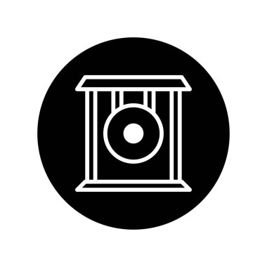 Zen meditasyonu ve refahı sembolize eden gong enstrümanının minimalist vektör çizimi. Bu görüntü rahatlama, farkındalık ve iç huzuru çağrıştırıyor..