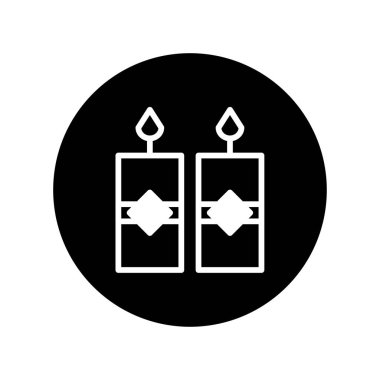 Yanan iki mumdan oluşan minimalist bir vektör çizimi, her tasarıma biraz zarafet ve sıcaklık katmak için mükemmel..