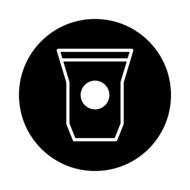 Dairesel çerçevede bir kahve fincanı ikonunun minimalist vektör çizimi. Kahve dükkanı markalaşması ve dijital uygulamalar için ideal.