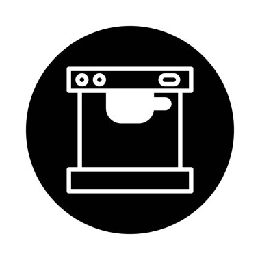 Siyah bir çemberin içindeki 3D yazıcının minimalist çizimi. Yenilik, teknoloji ve otomatikleştirilmiş üretim ve prototip süreçlerinin geleceğini temsil etmek.