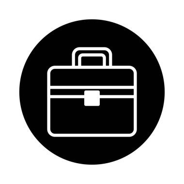 Siyah bir arka planda izole edilmiş zarif evrak çantası simgesi. Projenizdeki iş, yönetim ve finans kavramlarını resmetmek için mükemmel.