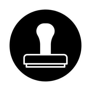 Belgelerin onaylanması, onaylanması, onaylanması veya onaylanması için siyah ve beyaz pul simgesi. Kimlik doğrulama süreci için yetki, kalite ve geçerlilik simgesi.