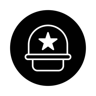 Minimalist bir siyah-beyaz vektör grafiği, güvenlik, koruma ve inşaat sektörünü sembolize eden yıldız amblemli bir başlık sergiliyor..