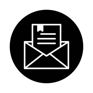 Kağıt dökümanlı bir e-postanın minimalist simgesi. Temiz ve modern bir tasarımla iletişimi veya dijital mesajlaşmayı resmetmek için mükemmel..