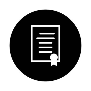 Bir minimalist simge, bir belge, muhtemelen bir sertifika veya diploma, başarıyı, akreditasyonu veya resmi onayı, iş veya eğitim tasarımları için ideali temsil eder..