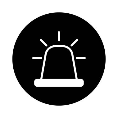 Siyah çember arkaplan üzerinde acil durum siren simgesi vektör çizimi, acil servis, olay yardımı, siren, tehlike veya ilk yardım tasarımı ögesi için uygundur.