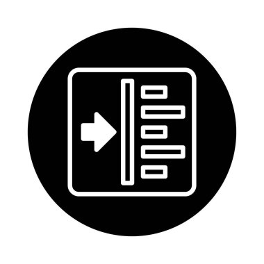 Kalın bir simge, veri alımını sembolize eden bir veri listesine dikey çubuktan veri iten beyaz bir ok içerir. Çizim sistemi entegrasyonları için mükemmel.