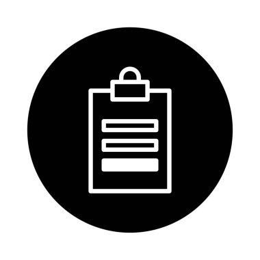 Bir pano simgesinin basit bir vektör çizimi. Tasarım minimalist, siyah bir arka planda beyaz bir taslak kullanıyor. İş veya organizasyonel içerik için mükemmel.