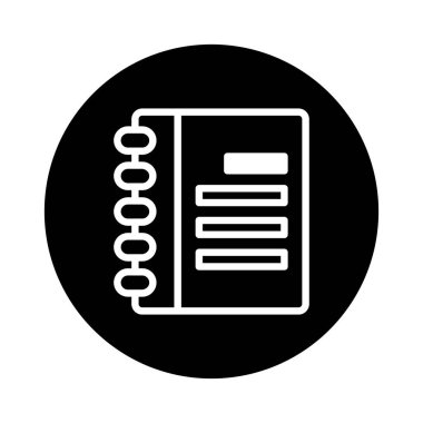 Düzenleme ve planlamayı temsil eden, çeşitli tasarım ve iş amaçları için kullanışlı basit ve temiz bir defter simgesi.