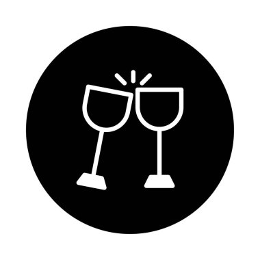 Kadeh kaldıran iki şarap kadehinin basit ama zarif bir gösterimi. Kutlamaları ve minimalist bir tasarımla özel durumları temsil etmek için mükemmel..