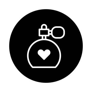 Aşk, güzellik ve parfümle ilgili konuları ifade etmek için mükemmel bir kalp ile süslenmiş basit ama zarif bir parfüm ikonu..