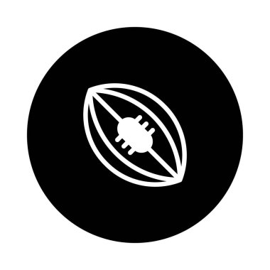 Kakao fasulyesinin minimalist bir temsili. Sembol, çikolata ve doğa ile ilgili tasarımlar için mükemmel olan siyah bir arkaplanda göze çarpıyor..