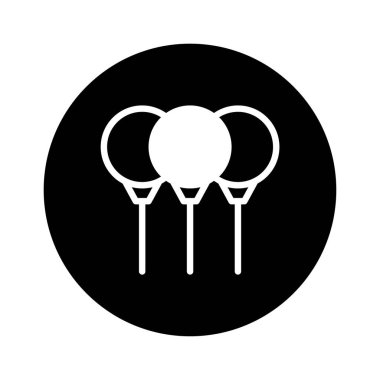 Basit bir grafik tasarımı, kartlara ve davetiyelere bir tutam şenlik katmak için mükemmel olan, minimal tarzda üç balon gösterir.