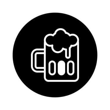 Bir bira bardağının minimalist siyah beyaz çizimi. Barları, barları veya soğuk içeceklerden hoşlanma kavramını temsil etmek için mükemmel..