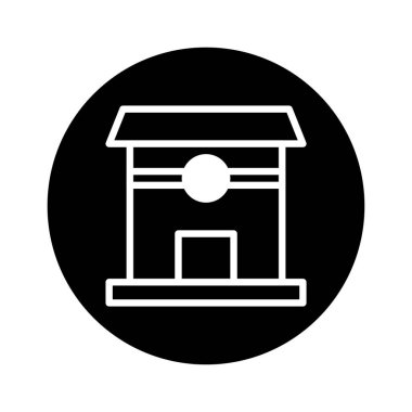 Siyah ve beyaz minimalist bir resim, zıt bir siyah arkaplana karşı basit bir yapı anahatına sahiptir, katıksız, modern bir tasarım oluşturur..