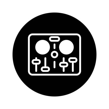 DJ konsolunun minimalist bir simgesi müzik teknolojisini temsil eder. Müzik etkinlikleri için internet sitesi, uygulama tasarımı veya tanıtım materyalleri için uygundur..