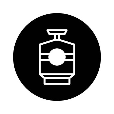 Bir parfüm şişesinin minimalist bir simgesi, basit bir taslak şeklinde tasarlanmış, siyah bir daire içinde zarif bir şekilde sunulmuş, sofistike ve marka zarafetini yakalıyor..