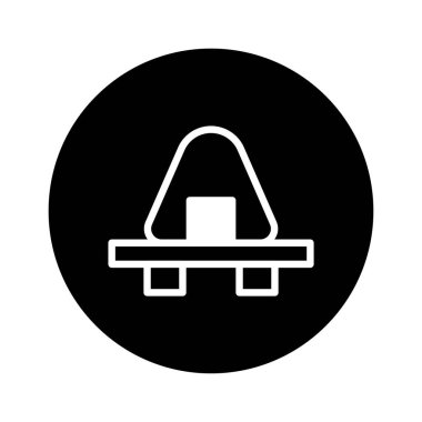 Geleneksel bir Japon pirinç topu olan onigiri 'yi temsil eden minimalist bir simge bir tezgahta sunuldu. Tasarım temiz, basit ve mutfak ya da kültürel temalar için mükemmel..