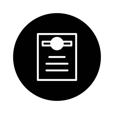 Web veya uygulama arayüzleri için mükemmel basit ve modern bir tasarıma sahip bir belge veya dosya tasvir eden minimalist bir siyah beyaz simge.