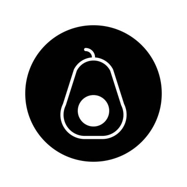 Minimalist avokado ikonu tasarımı, taze ve sağlıklı gıda seçimleriyle ilgili organik kavramlar için temiz ve modern bir meyve sembolü içerir..