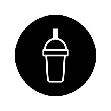 Siyah bir çemberde içki içen minimalist bir monokrom ikonu. Grafik tasarımında içecekleri, içecekleri veya modern basitliği temsil etmek için idealdir.