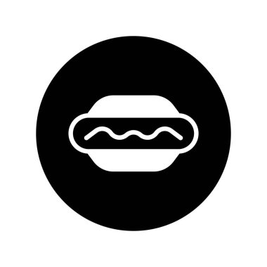 Daire içinde bir sosisli sandviçin minimalist bir simgesi. Fast food ve basit gıda uygulamalarını temsil etmek için mükemmel..