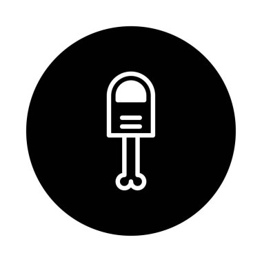 Siyah dairesel bir zemin üzerine çizilen minimalist beyaz çizgi, sadelik ve berraklığı ifade eden stilize edilmiş bir tavuk bacağı içerir..